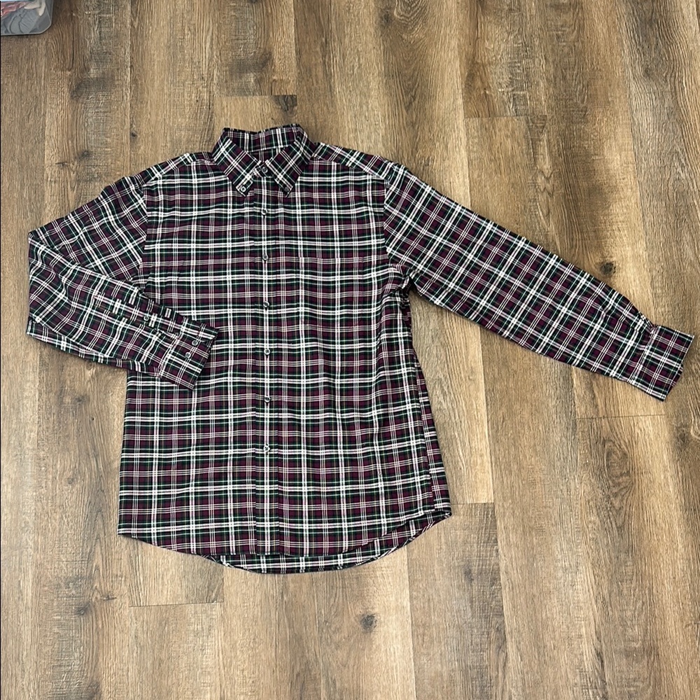 Jos.A.Bank,Classic Black and Red Plaid Men's Shirt